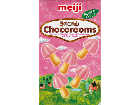 MEIJI STRAWBERRY CHOCOROOMS BISCUIT CRACKER - 36G on Sale