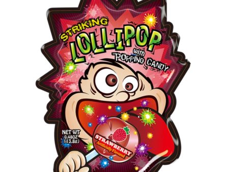 STRIKING STRAWBERRY LOLLIPOP WITH POPPING CANDY 13.8G Sale